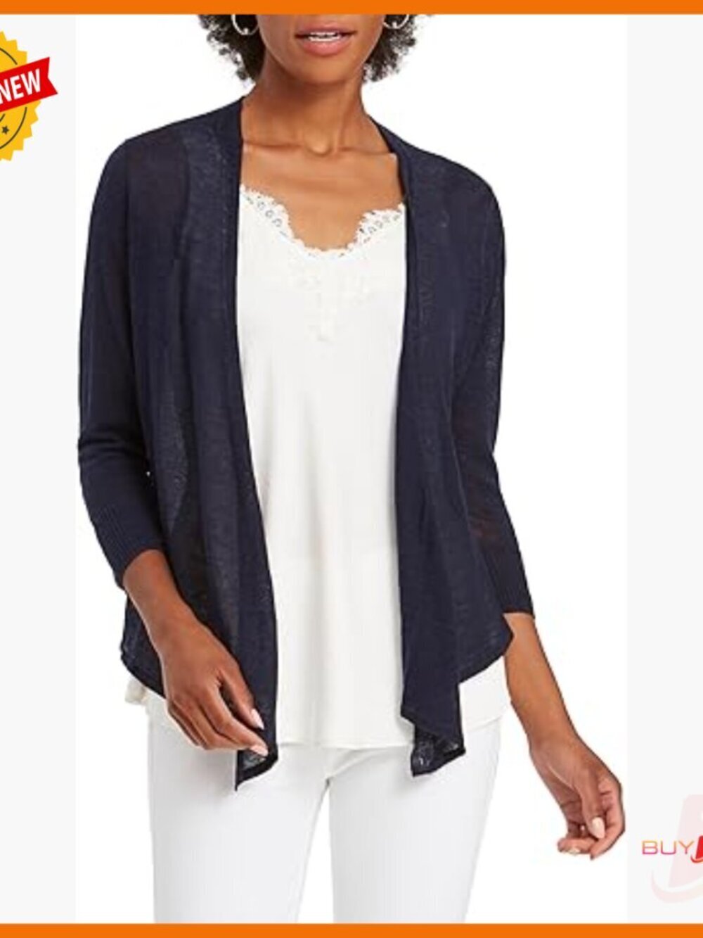 Lightweight Knit Cardigan with Hidden Buttons, Versatile 4-Way Wear